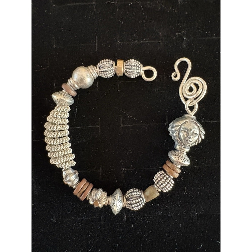 Artisan Sterling Silver Copper Bead Statement Fancy Wire Wrap Bracelet 46 Grams - Picture 12 of 16